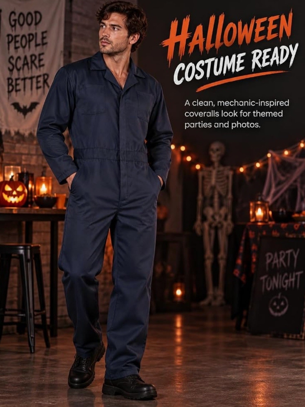 NWOT Multi-Purpose Large Navy Blue Mechanic-Style Men's Coverall Costume